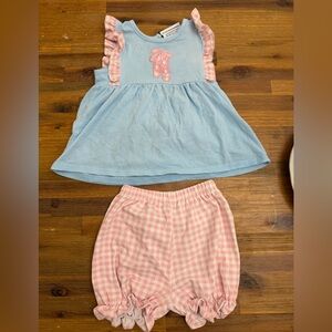 Jelly Beans Light Blue Top with Pink Gingham Bloomers